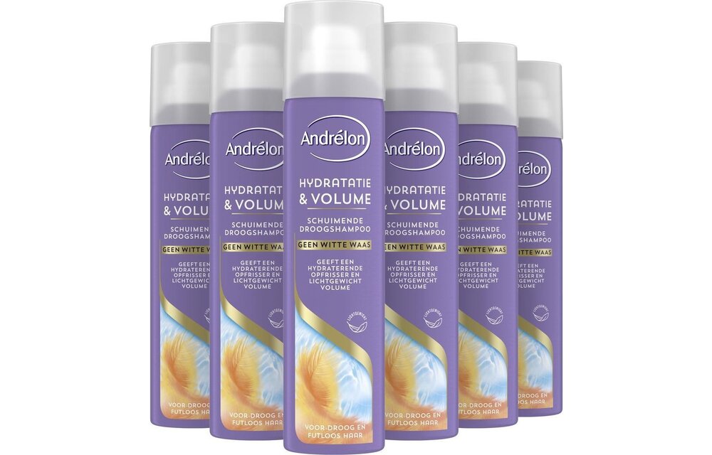 Andrélon Special Schuimende Droogshampoo - Hydratatie & Volume - voor pluisvrij haar zonder witte waas - 6 x 300 ml