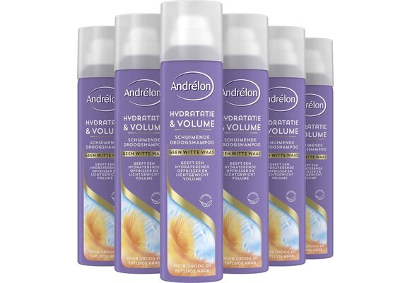 Andrélon Special Schuimende Droogshampoo - Hydratatie & Volume - voor pluisvrij haar zonder witte waas - 6 x 300 ml