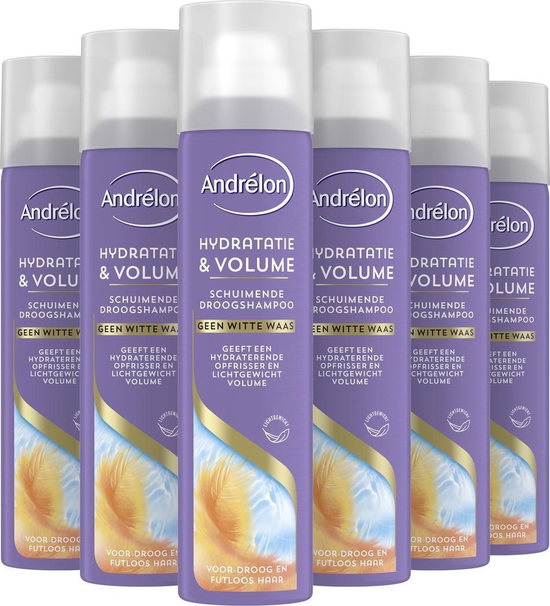 Andrélon Special Schuimende Droogshampoo - Hydratatie & Volume - voor pluisvrij haar zonder witte waas - 6 x 300 ml