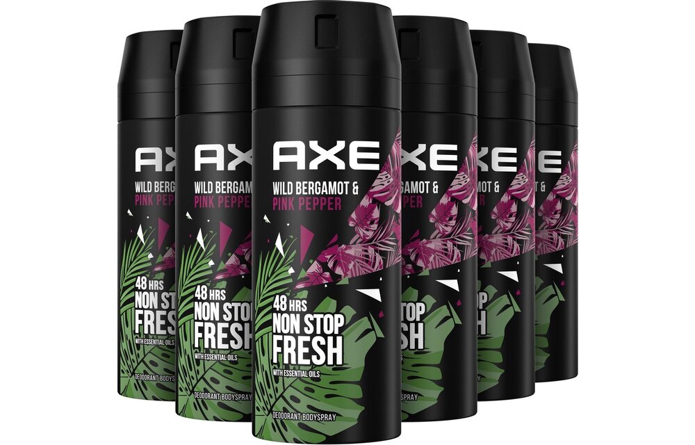 Axe Wild Fresh Bergamot & Pink Pepper Deodorant Bodyspray - 6 x 150 ml - Voordeelverpakking