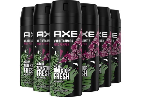 Axe Wild Fresh Bergamot & Pink Pepper Deodorant Bodyspray - 6 x 150 ml - Voordeelverpakking