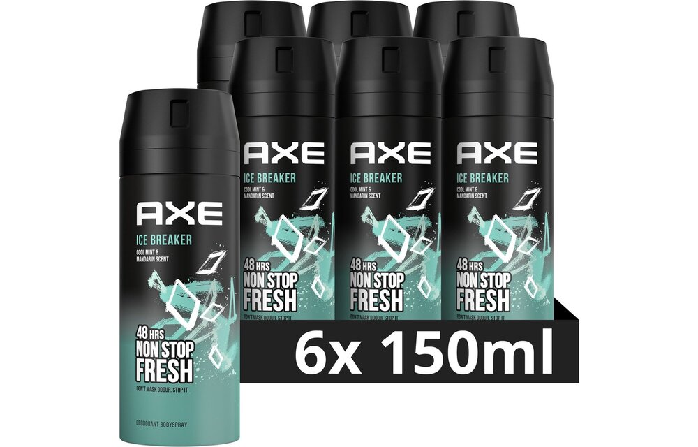 Axe Ice Breaker Deodorant Bodyspray - 6 x 150 ml - Voordeelverpakking