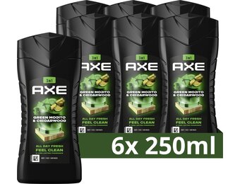 AXE Wild 3-in-1 Douchegel - Green Mojito & Cedarwood - 6 x 250 ml - Voordeelverpakking