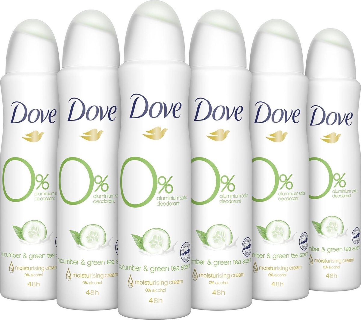 Dove 0% Aluminiumzouten Cucumber Deodorant Spray - 6 x 150 ml - Voordeelverpakking