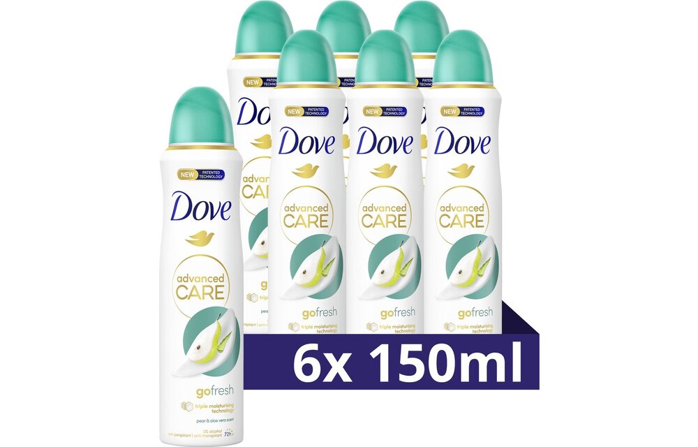 Dove Advanced Care Go Fresh Pear & Aloe Vera - Anti-Transpirant Deodorant Spray - 6 x 150 ml - Voordeelverpakking