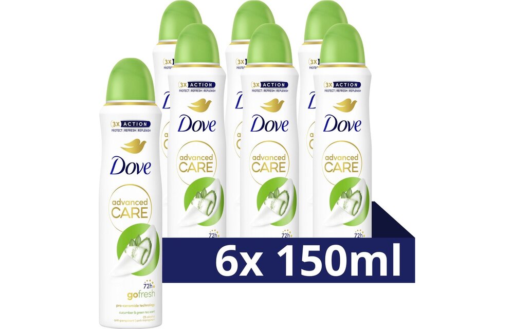 Dove Advanced Care Go Fresh Anti-Transpirant Deodorant Spray - Cucumber & Green Tea - 6 x 150 ml - Voordeelverpakking
