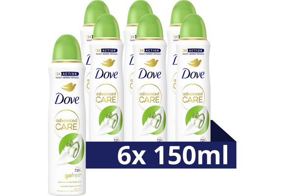 Dove Advanced Care Go Fresh Anti-Transpirant Deodorant Spray - Cucumber & Green Tea - 6 x 150 ml - Voordeelverpakking