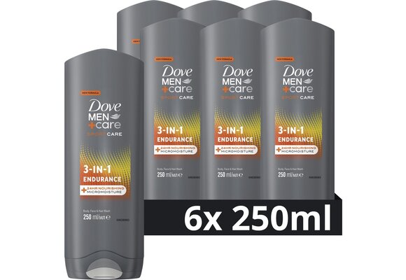Dove Men+Care Sport Care Endurance 3-in-1 Douchegel - 6 x 250 ml - Voordeelverpakking