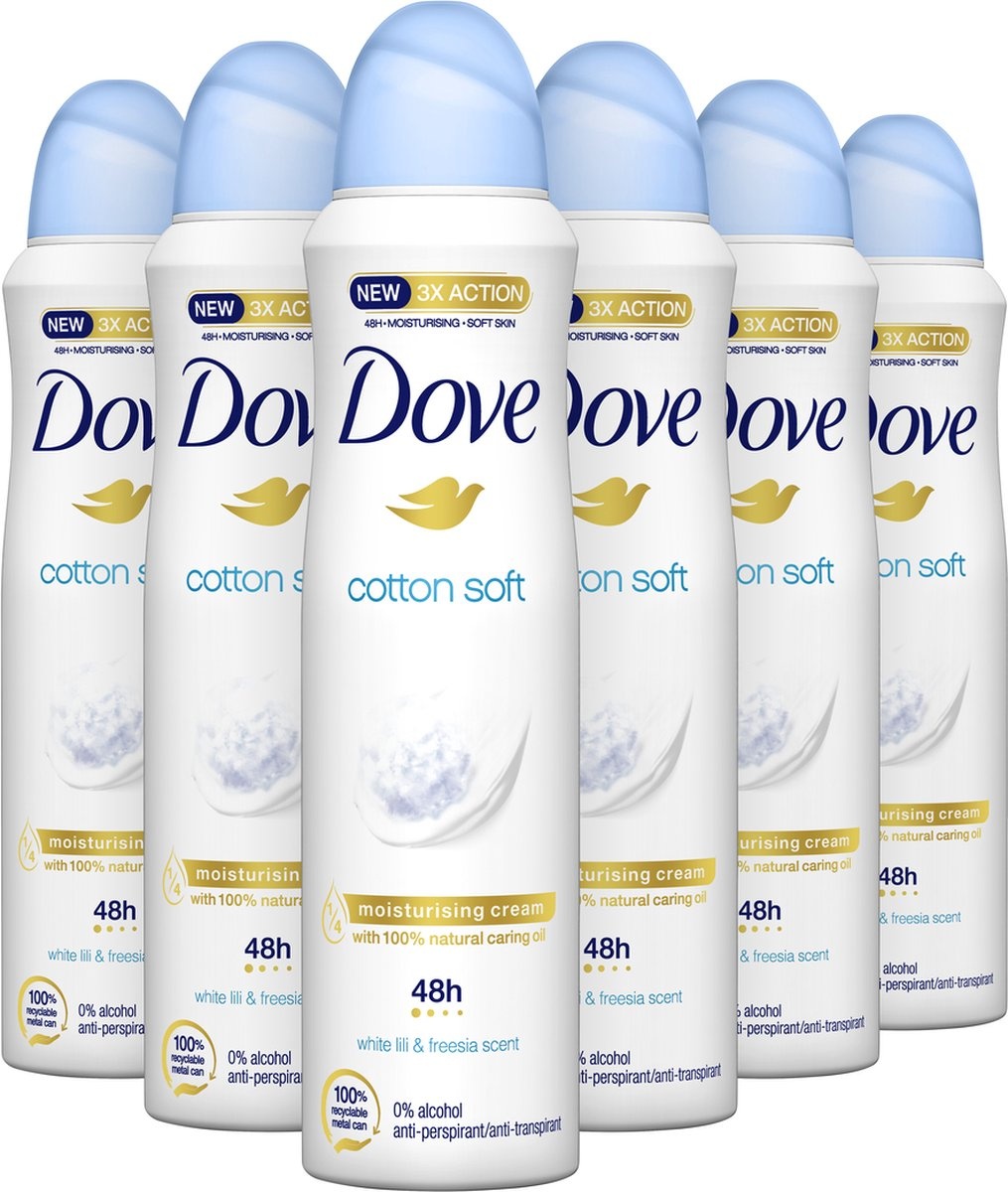 Dove Cotton Soft Anti-transpirant Deodorant Spray - 6 x 150 ml - Voordeelverpakking