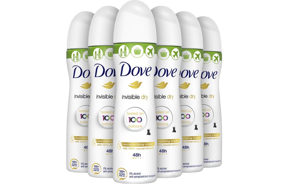 Dove Invisible Dry Anti-transpirant Deodorant - 6 x 75 ml - Voordeelverpakking