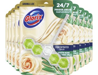 Glorix Aroma Lux White Rose & Tea Tree Oil WC Blok - 9 x 55 g - Voordeelverpakking