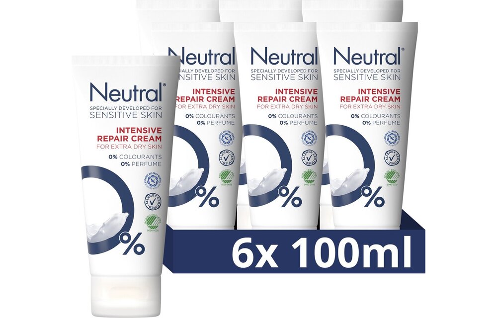 Neutral 0% Parfumvrij Intensive Repair Cream - 6 x 100 ml - Voordeelverpakking