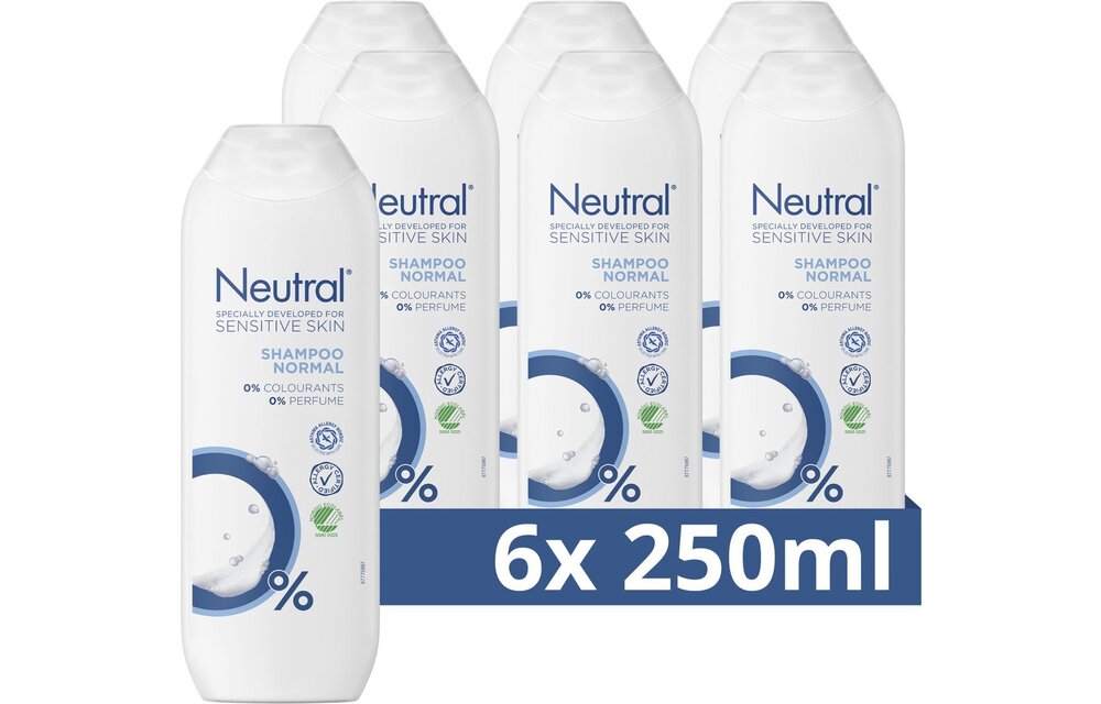Neutral 0% Shampoo - Normaal - bevat 0% parfum en 0% kleurstof - 6 x 250 ml