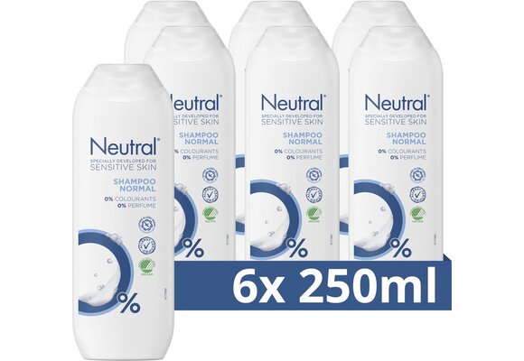 Neutral 0% Shampoo - Normaal - bevat 0% parfum en 0% kleurstof - 6 x 250 ml