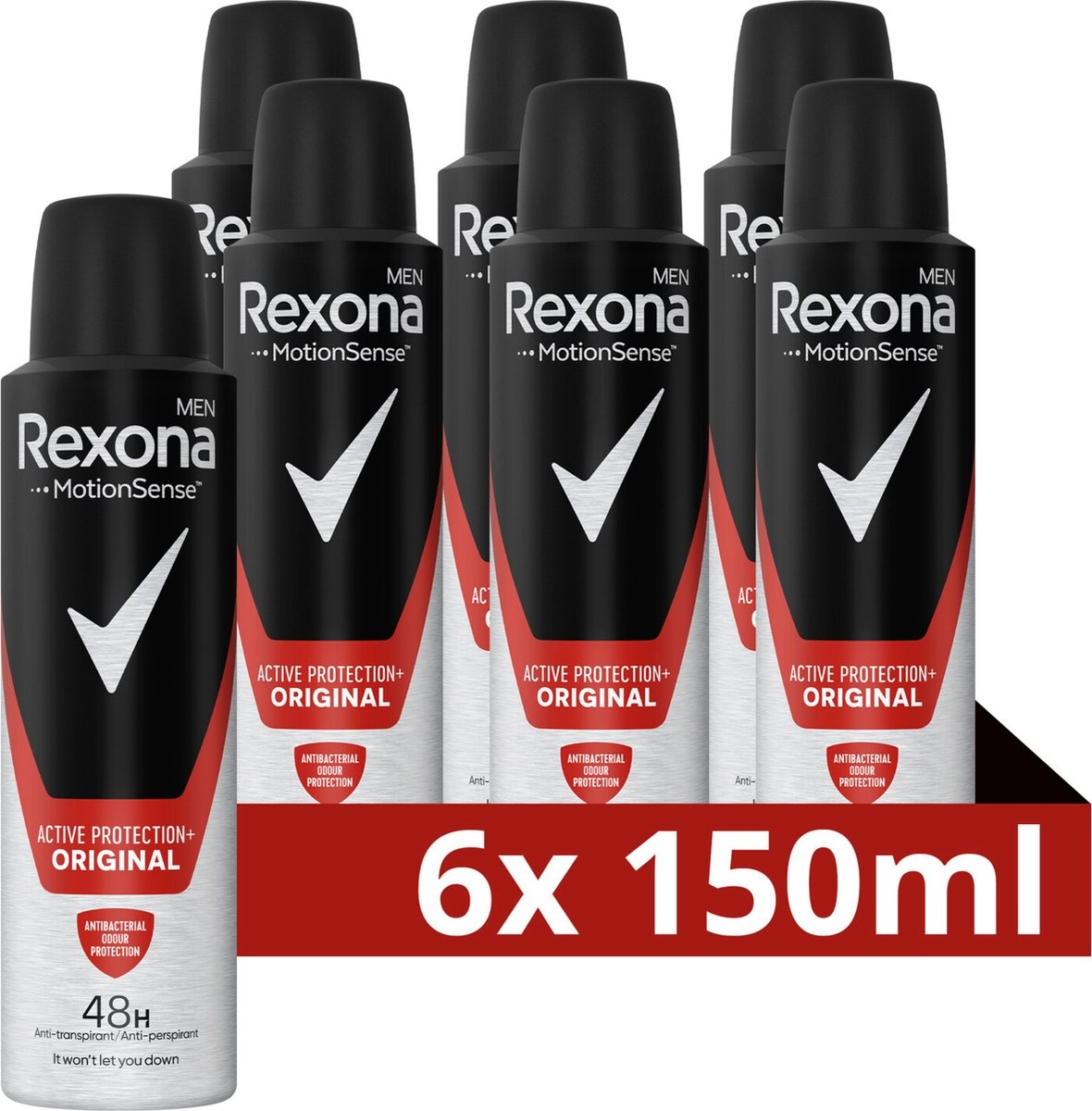 Rexona Men Anti-Transpirant Spray - Active Protection+ Original - met MotionSense Technologie - 6 x 150 ml