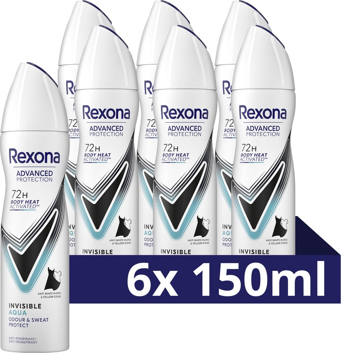 Rexona Women Advanced Protection Anti-transpirant Spray - Invisible Aqua - 6 x 150 ml - Voordeelverpakking