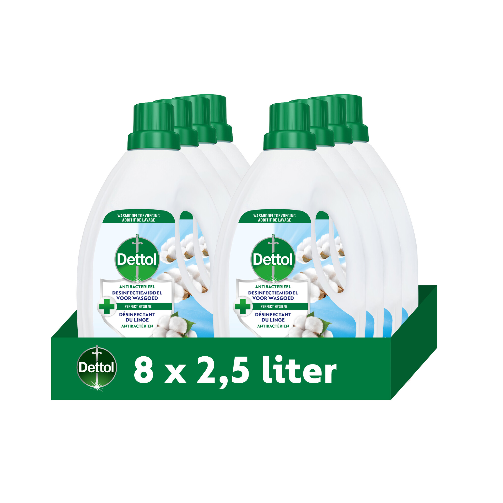 Dettol Toevoeging bij de was "Fris" 2,5L - 8 Stuks - Voordeelverpakking