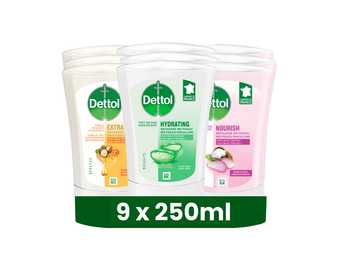 Dettol No-Touch Navulling - Aloe Vera - Extra Care Honey & Sheabutter - Sheabutter - 250ML x 9