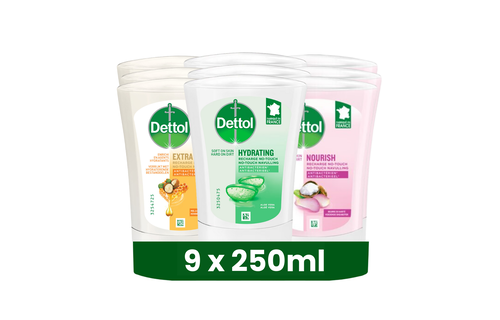 Dettol No-Touch Navulling - Aloe Vera - Extra Care Honey & Sheabutter - Sheabutter - 250ML x 9