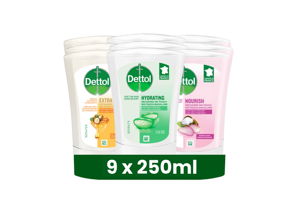 Dettol No-Touch Navulling - Aloe Vera - Extra Care Honey & Sheabutter - Sheabutter - 250ML x 9