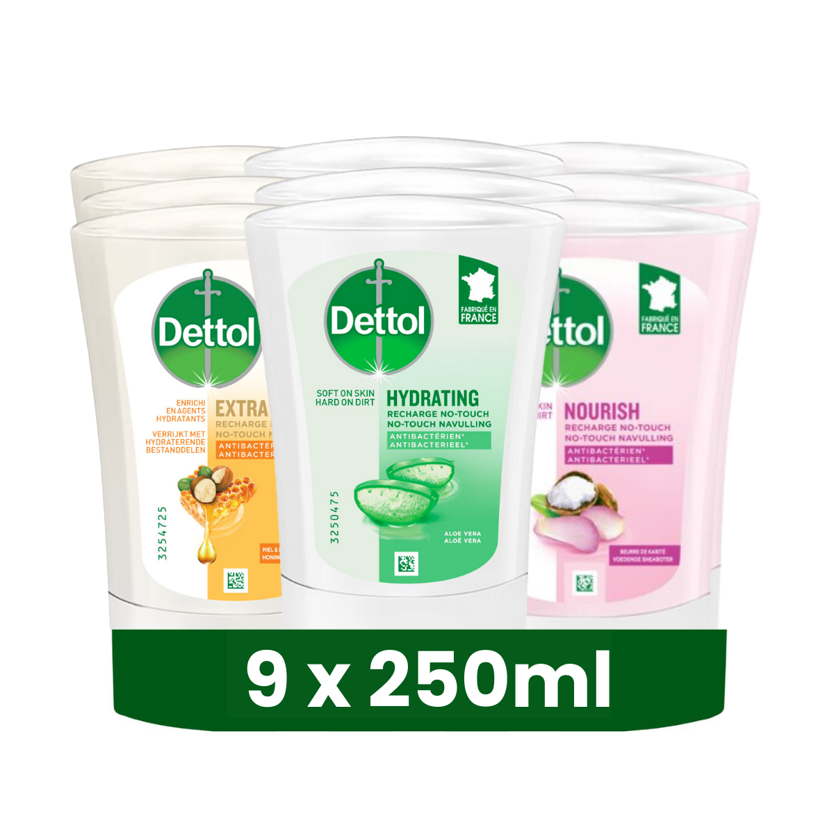 Dettol No-Touch Navulling - Aloe Vera - Extra Care Honey & Sheabutter - Sheabutter - 250ML x 9
