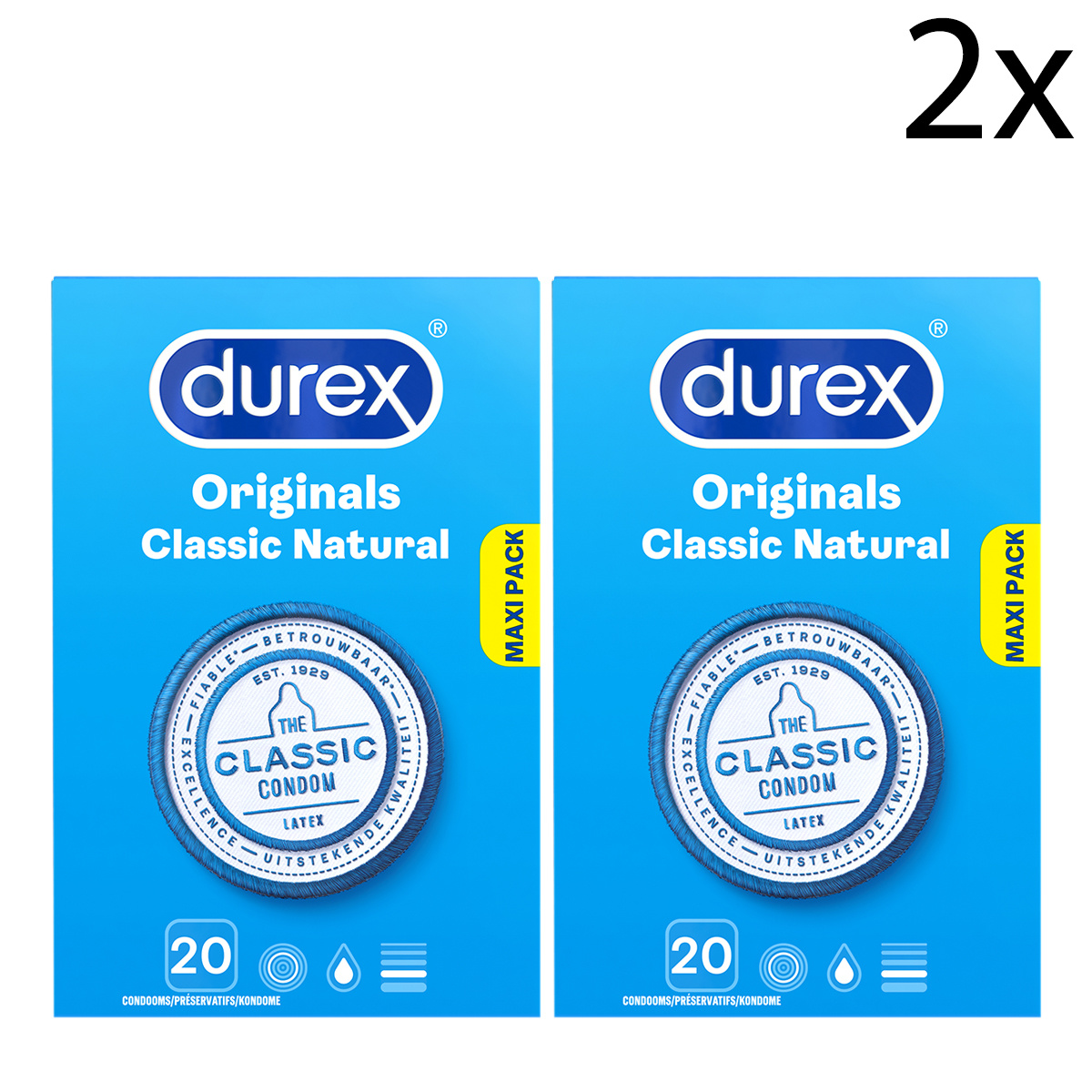 Durex Condooms Classic Natural 20st x2