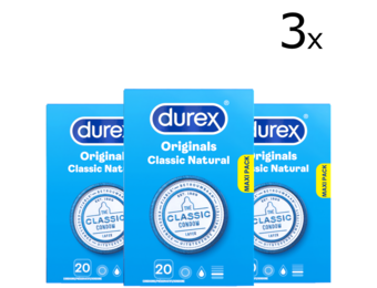 Durex Condooms Classic Natural 20st - 3 Stuks - Voordeelverpakking