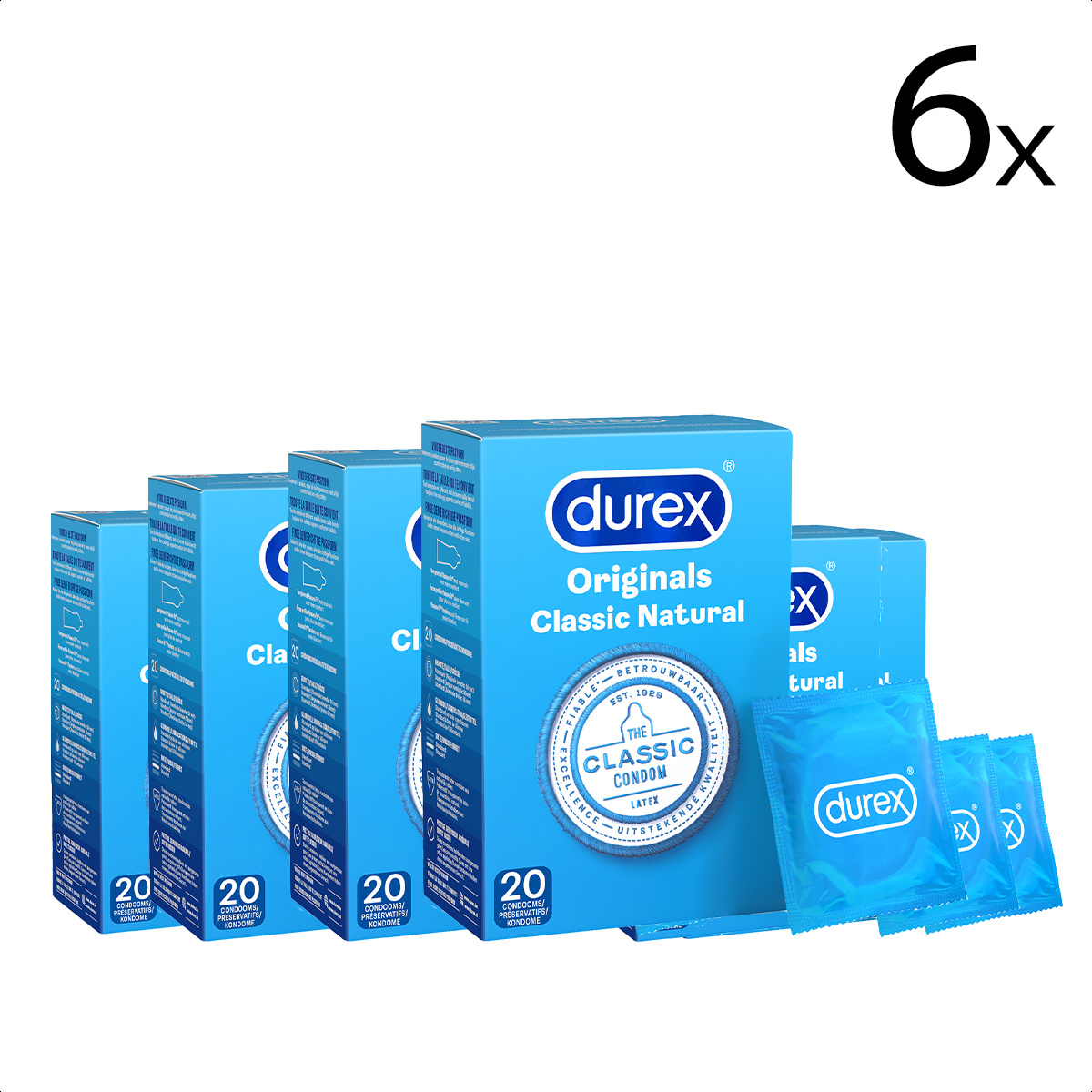 Durex Condooms Classic Natural 20st - 6 Stuks - Voordeelverpakking