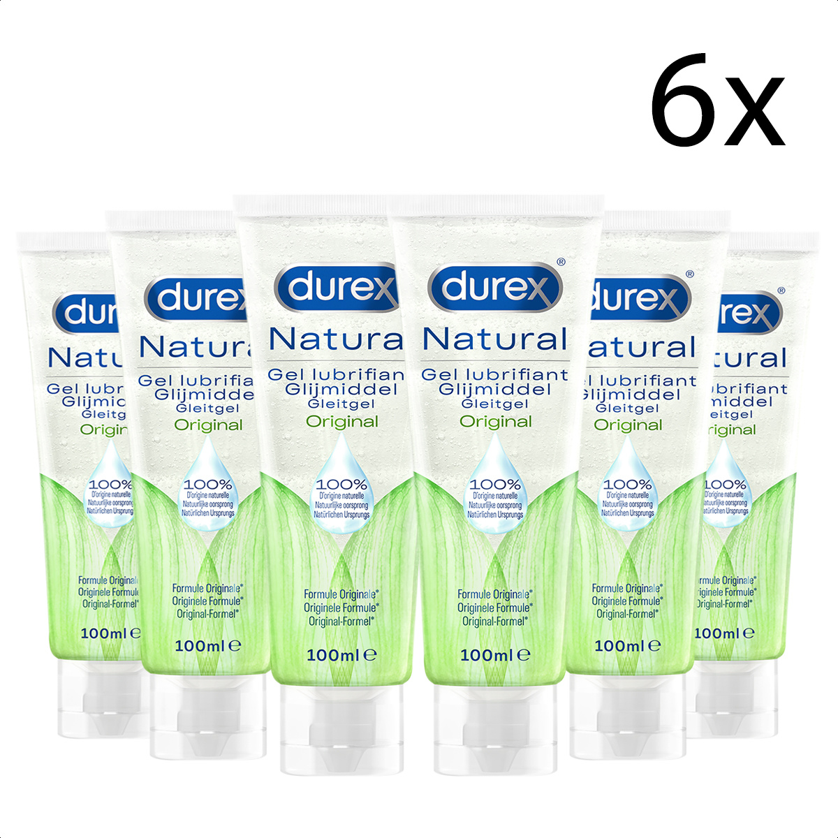 Durex Glijmiddel Natural - 100% natuurlijk - 100 ml x6