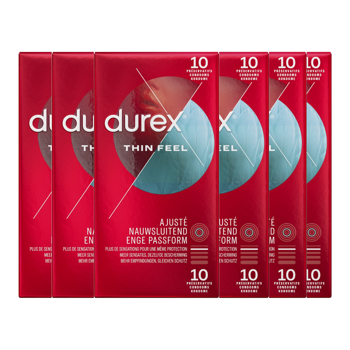 Durex Condooms Thin Feel Close Fit 10st - 6 Stuks - Voordeelverpakking