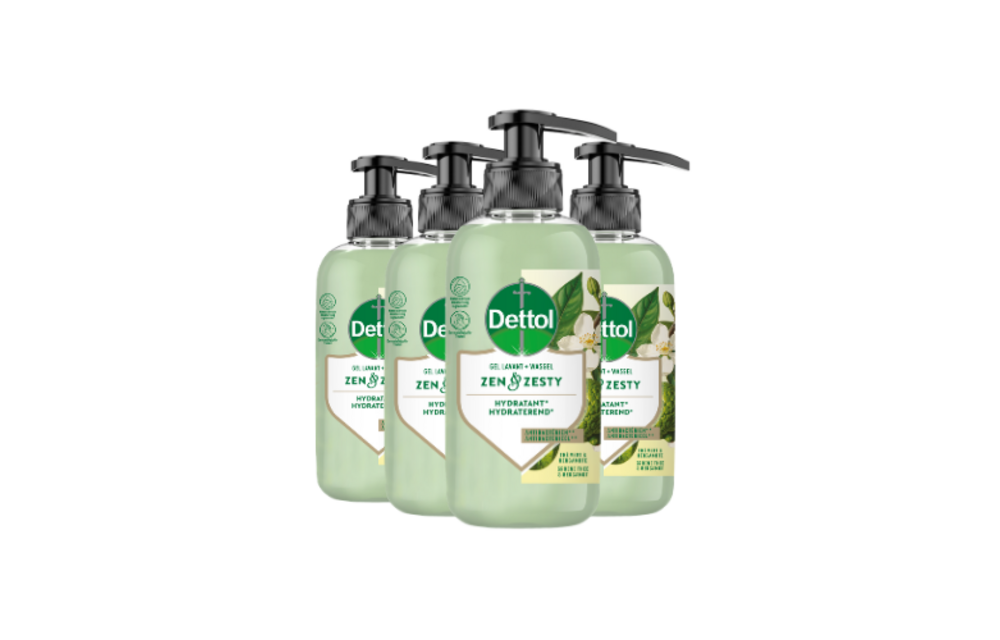 Dettol Handzeep – Antibacterieel – Zen & Zesty – Groene Thee & Bergamot – 300 ml x4