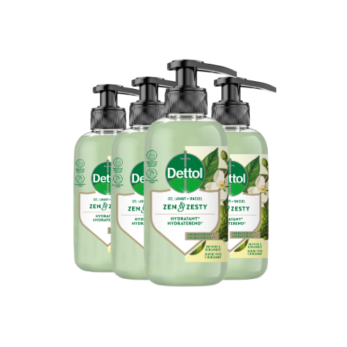 Dettol Handzeep – Antibacterieel – Zen & Zesty – Groene Thee & Bergamot – 300 ml x4