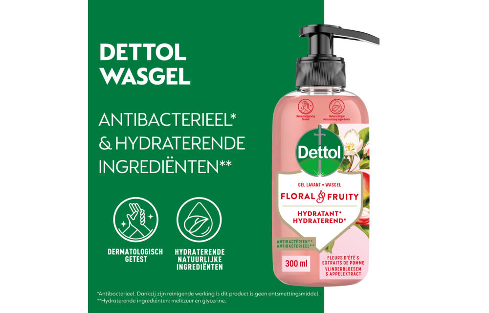Dettol Handzeep Voordeelverpakking 2 Stuks – Zen & Zesty + Floral & Fruity – Hydraterende Vloeibare Handzeep – 300 ml per Fles