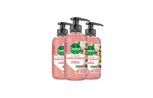 Dettol Handzeep - Antibacterieel - Floral & Fruity - Vlinderbloesem & Appelextract - 300ml x3