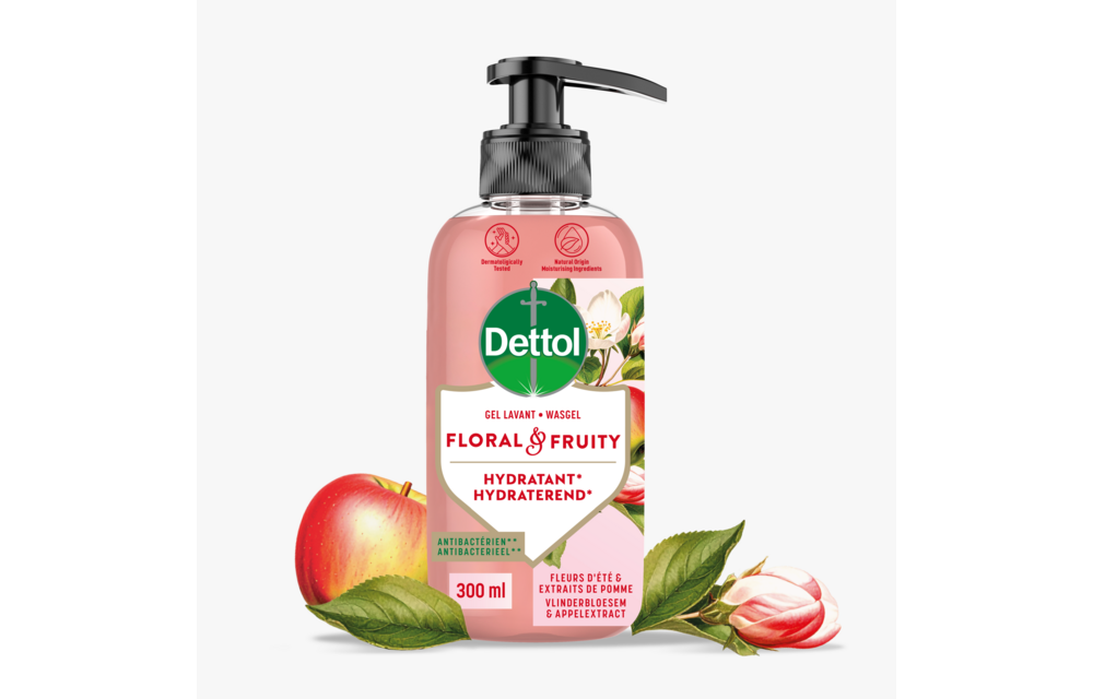 Dettol Handzeep - Antibacterieel - Floral & Fruity - Vlinderbloesem & Appelextract - 300ml x3