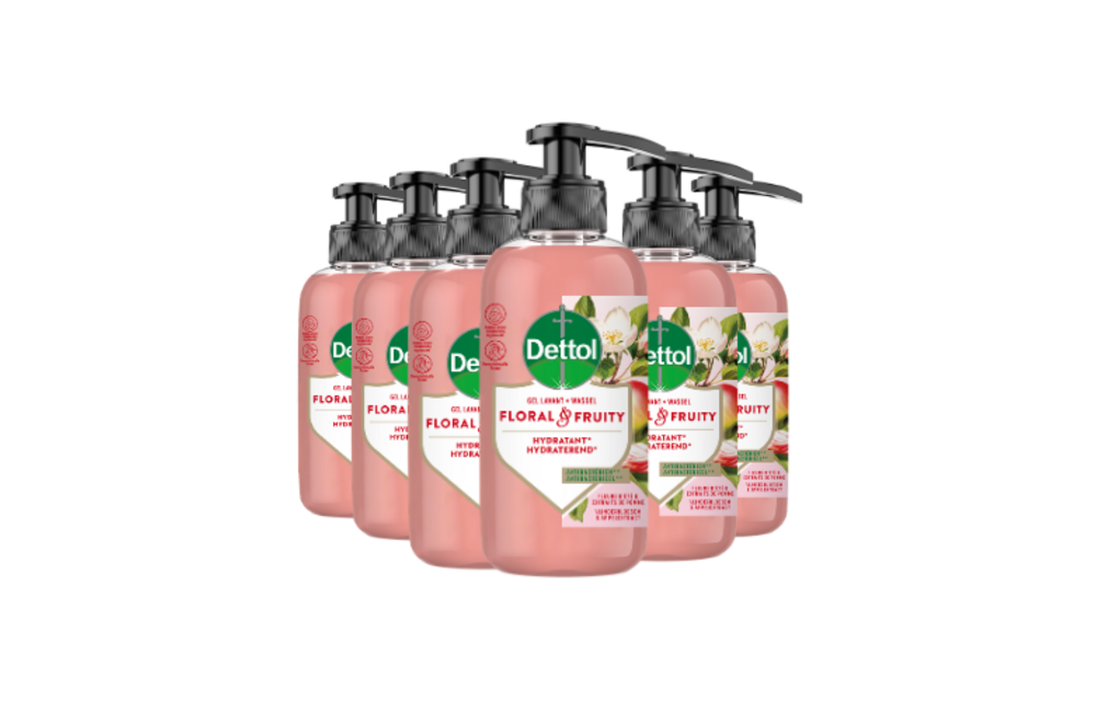 Dettol Handzeep - Antibacterieel - Floral & Fruity - Vlinderbloesem & Appelextract - 300ml x6