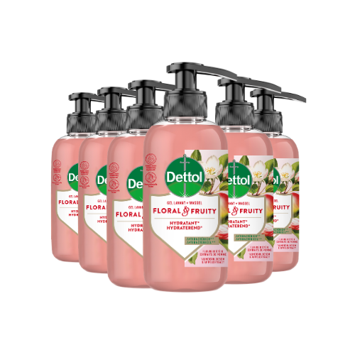 Dettol Handzeep - Antibacterieel - Floral & Fruity - Vlinderbloesem & Appelextract - 300ml x6
