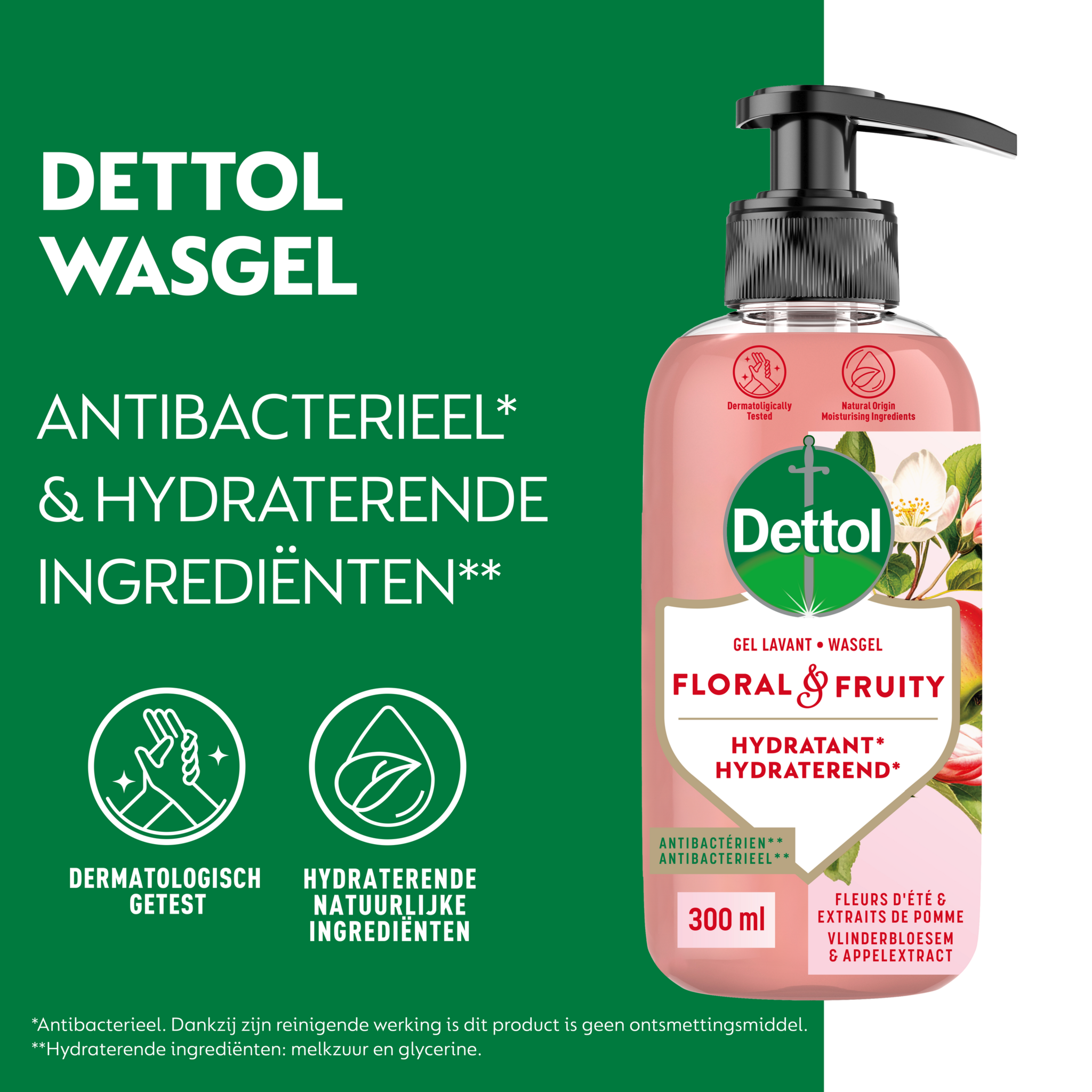 Dettol Handzeep - Antibacterieel - Floral & Fruity - Vlinderbloesem & Appelextract - 300ml x6
