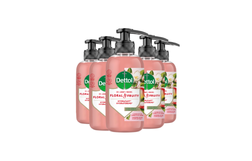 Dettol Handzeep - Antibacterieel - Floral & Fruity - Vlinderbloesem & Appelextract - 300ml x5