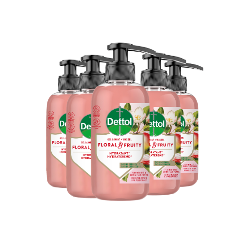 Dettol Handzeep - Antibacterieel - Floral & Fruity - Vlinderbloesem & Appelextract - 300ml x5