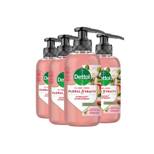 Dettol Handzeep - Antibacterieel - Floral & Fruity - Vlinderbloesem & Appelextract - 300ml x4