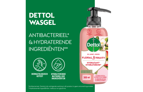 Dettol Handzeep - Antibacterieel - Floral & Fruity - Vlinderbloesem & Appelextract - 300ml x4