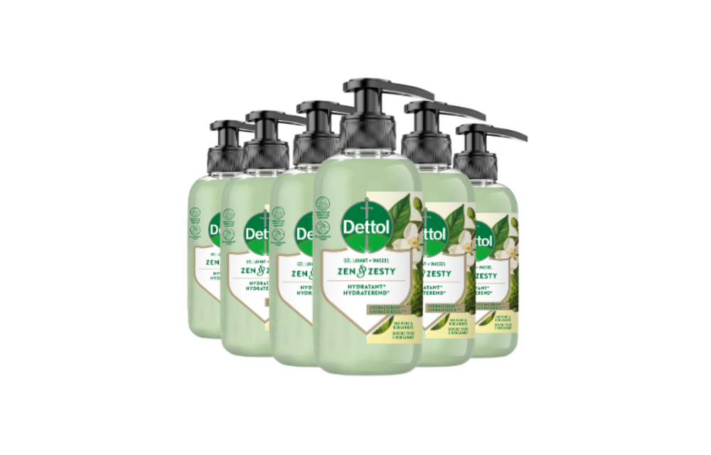 Dettol Handzeep – Antibacterieel – Zen & Zesty – Groene Thee & Bergamot – 300 ml x6