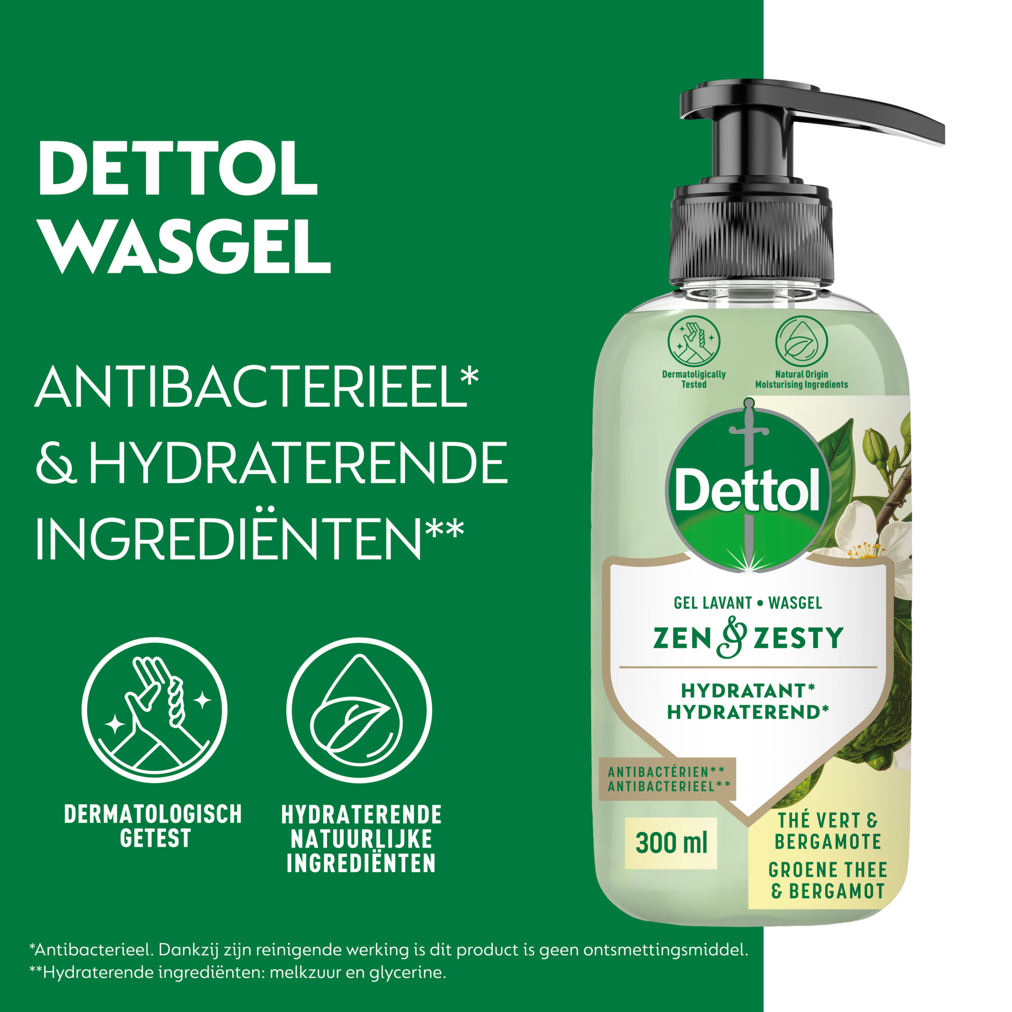 Dettol Handzeep – Antibacterieel – Zen & Zesty – Groene Thee & Bergamot – 300 ml x6
