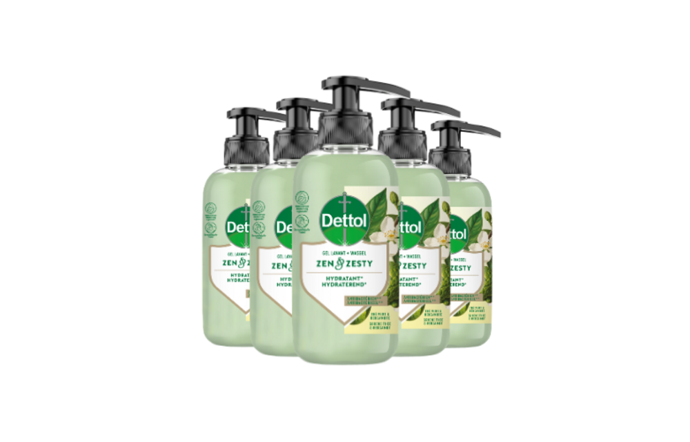 Dettol Handzeep – Antibacterieel – Zen & Zesty – Groene Thee & Bergamot – 300 ml x5