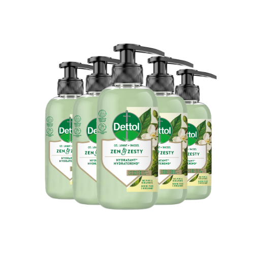 Dettol Handzeep – Antibacterieel – Zen & Zesty – Groene Thee & Bergamot – 300 ml x5