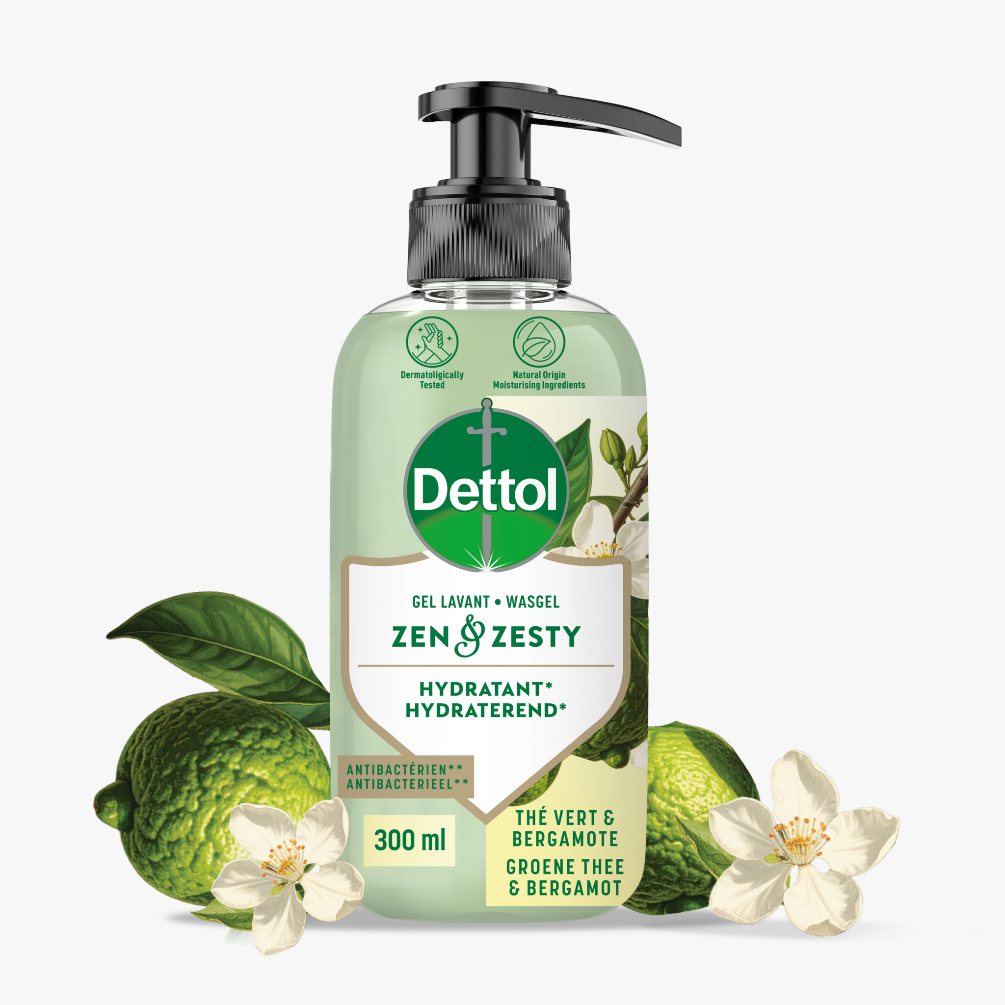 Dettol Handzeep – Antibacterieel – Zen & Zesty – Groene Thee & Bergamot – 300 ml x5
