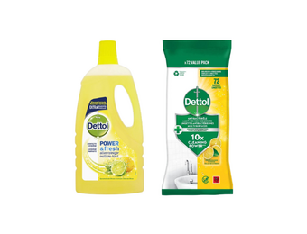Dettol Power & Fresh Allesreiniger Citroen + Antibacteriële Reinigingsdoekjes Citroen 72 Stuks – Schoonmaakset