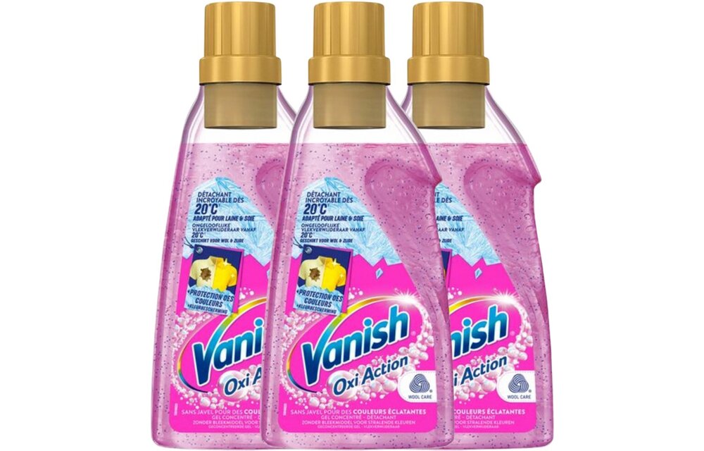 Vanish Oxi Action Vlekverwijderaar Gel Color – 3x 1,5 Liter – 4,5 Liter – Voordeelverpakking