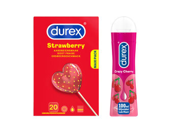 Durex - Glijmiddel Crazy Cherry waterbasis 100ML - Condooms Sexy Strawberry 20st